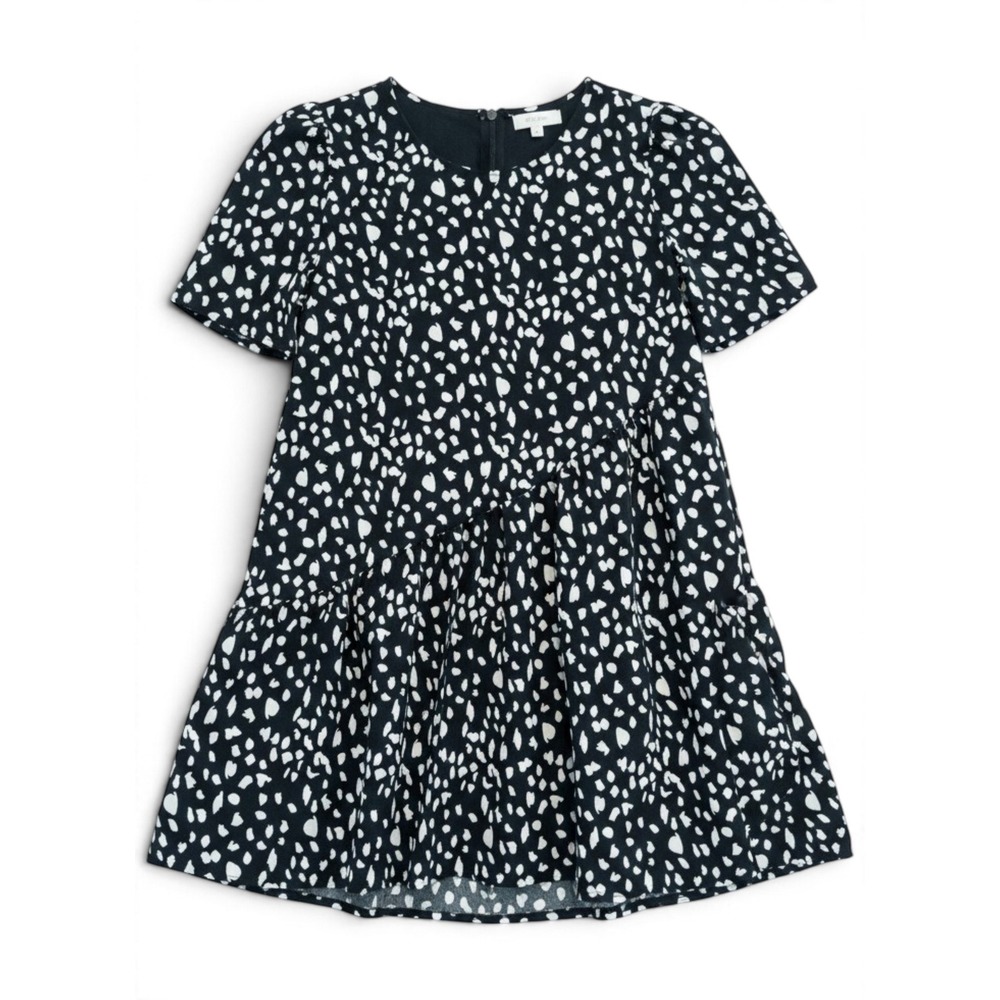 Wonder Nation Tiered Dress Girls L 10-12 Abstract Mod Drop Waist Black White